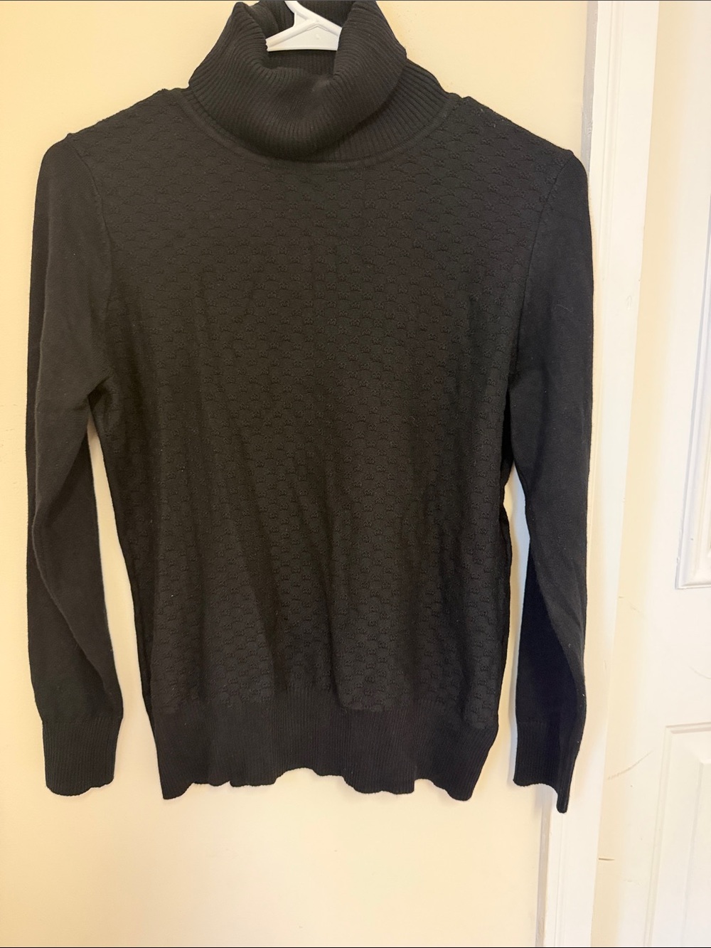 Black Turtleneck Textured Knit Sweater